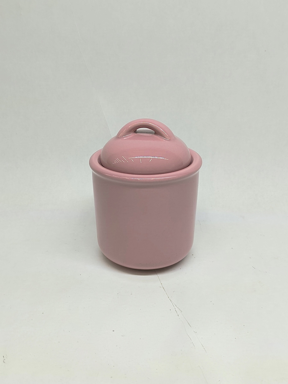 VINTAGE Stoneware Japan Pastel Pink Storage Sugar Jar Kitchenware + Lid 5”